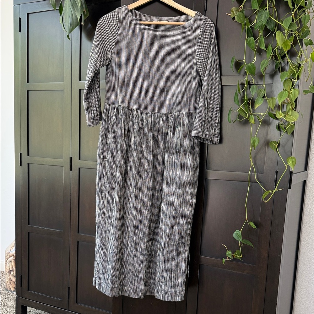 Toast Women’s Plaid Long Sleeve Midi Dress - cotton, Size XS